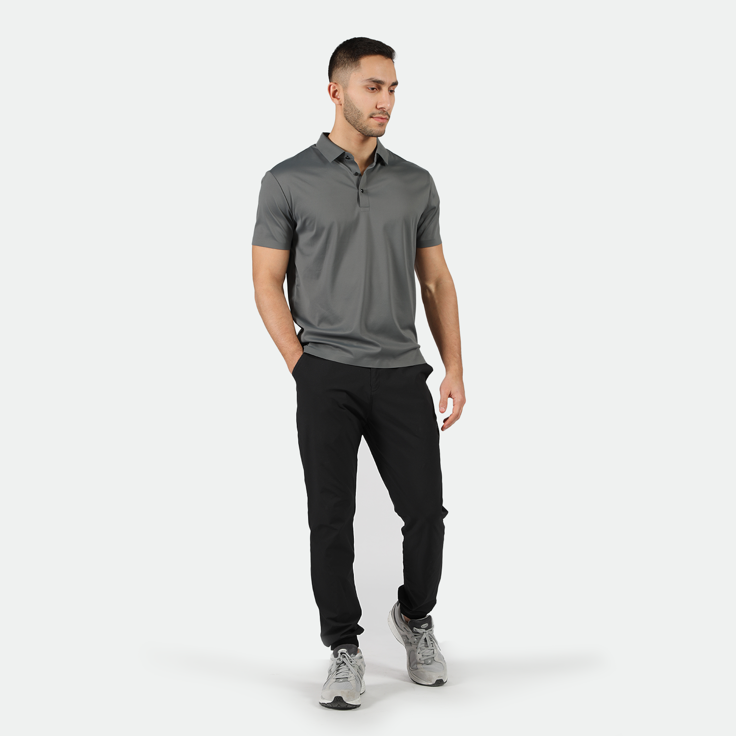 MEN-GO BEYOND-POLO-T-SHIRT (SILHOUETTE GREY)