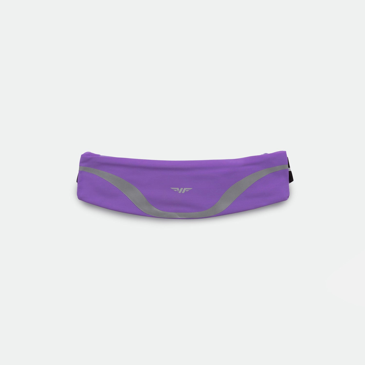 A purple waist bag with a gray stripe, designed for running.