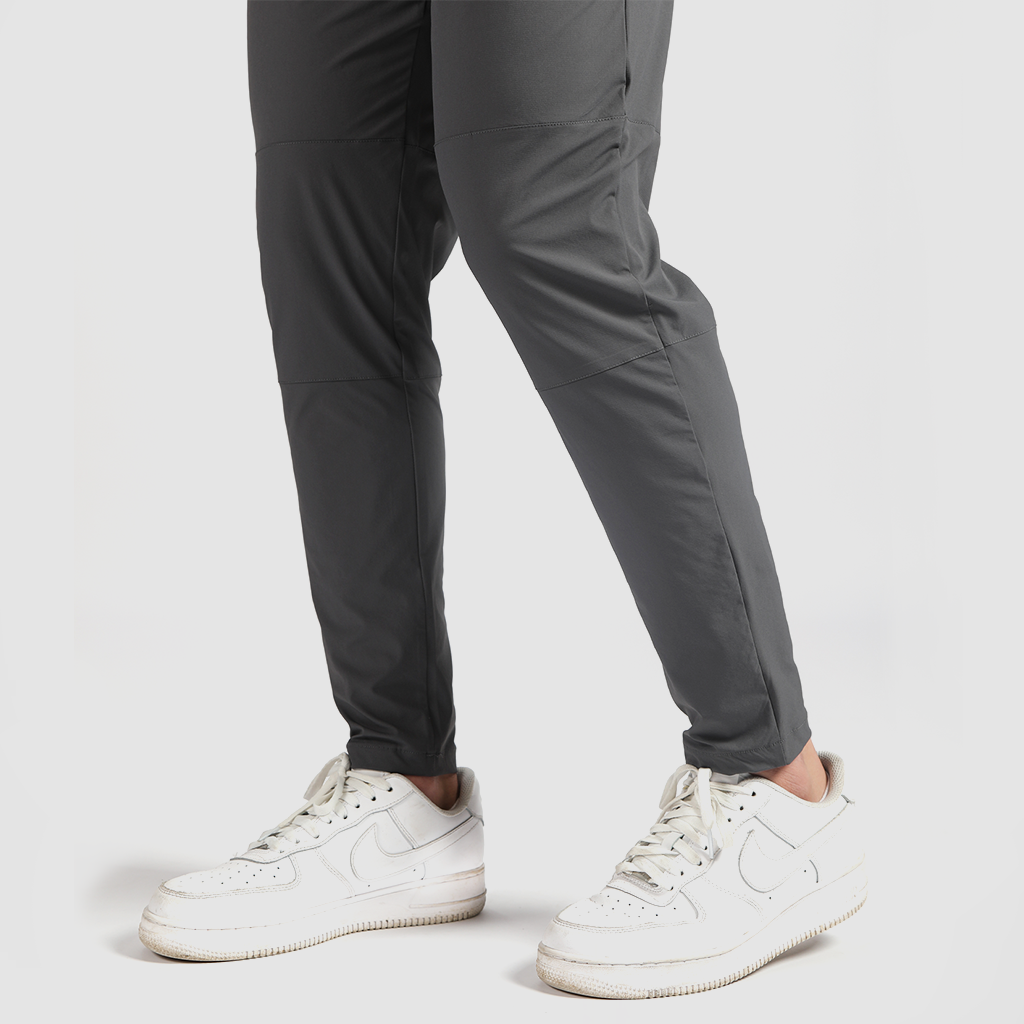 close up view for man wearing pants quite shade grey 