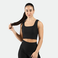 WOMEN-GO BEYOND RIBBED CROP TOP (BLACK)