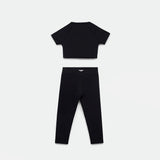 GIRL-ESSENTIAL-CROP TOP & LEGGING-SET (VULCAN-BLACK)