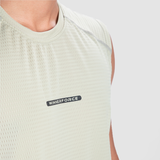 close up view for tank sage green  with logo