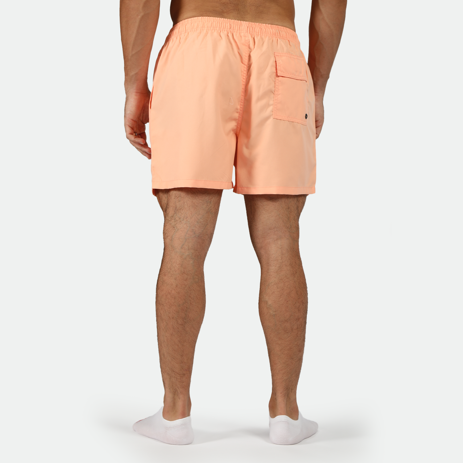 a back view for short SALMON-PINK with socks white 