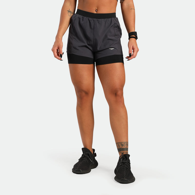 WOMEN-SUMMER-ESCAPE-INNER-POCKET-SHORT (GREY-BLACK)