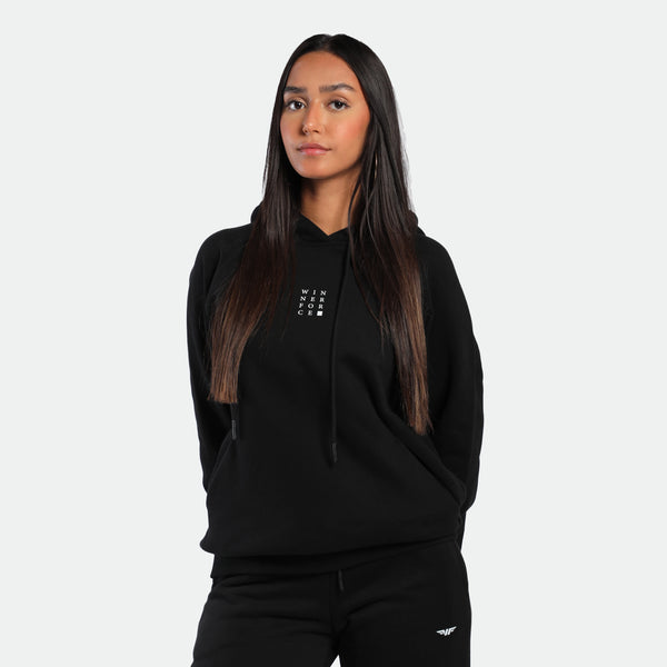 WOMEN-ESSENTIAL-COZY UP-HOODIE (BLACK)