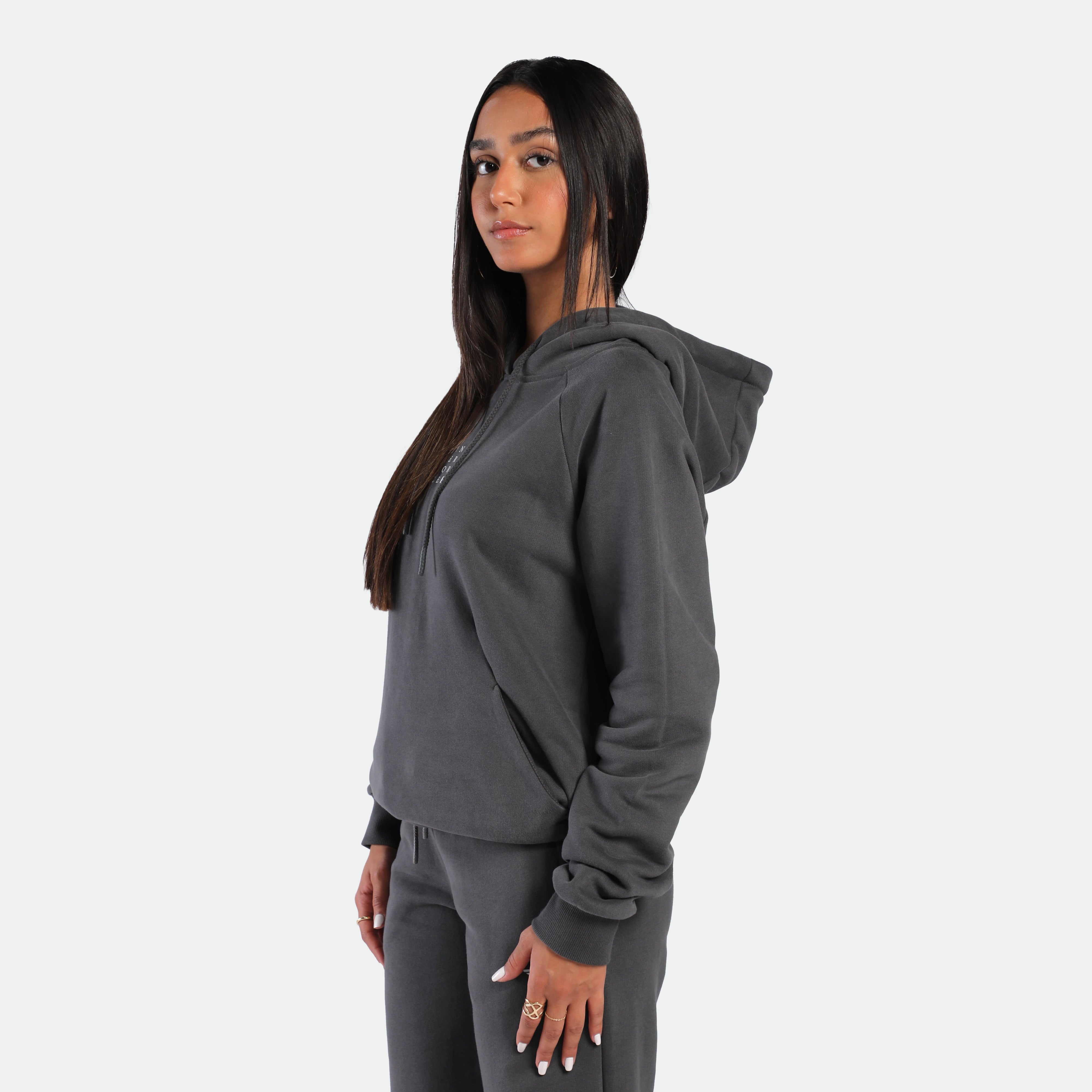 WOMEN-ESSENTIAL-COZY UP-HOODIE (IRON GREY)