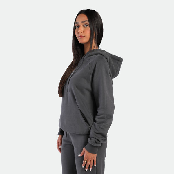 WOMEN-ESSENTIAL-COZY UP-HOODIE (IRON GREY)