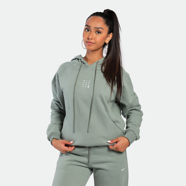 WOMEN-ESSENTIAL-COZY UP-HOODIE (CHINOIS-GREEN)