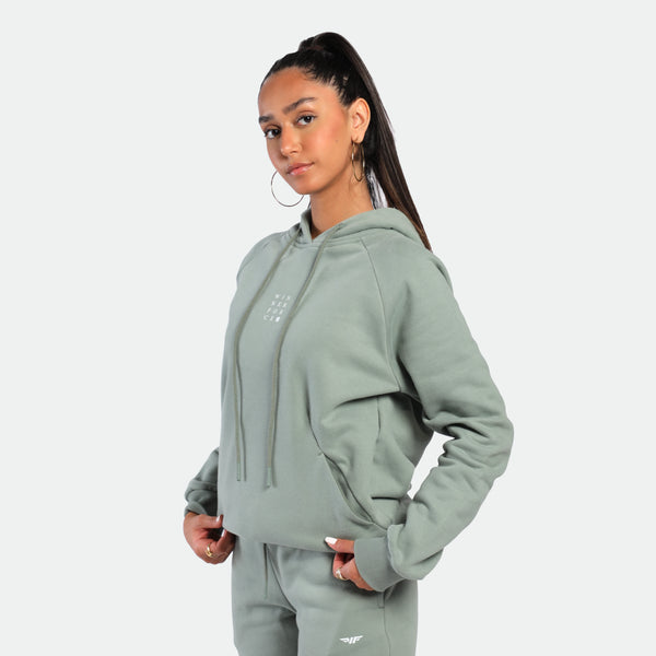 WOMEN-ESSENTIAL-COZY UP-HOODIE (CHINOIS-GREEN)