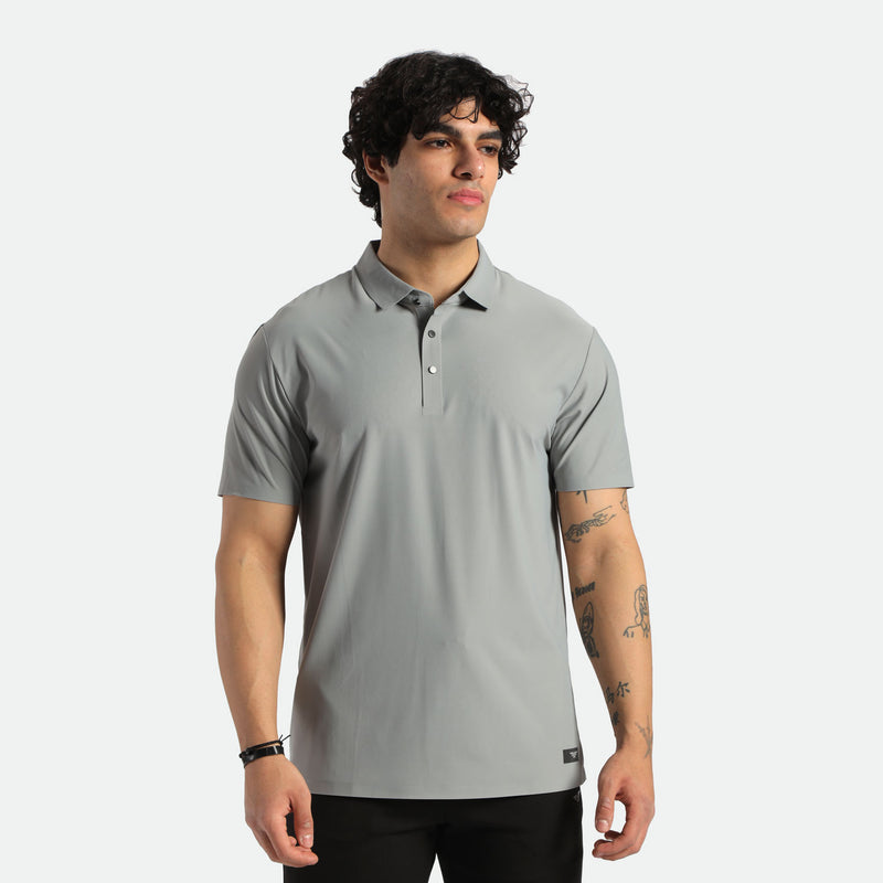 MEN-GO BEYOND-POLO-T-SHIRT (QUARRY-GREY)