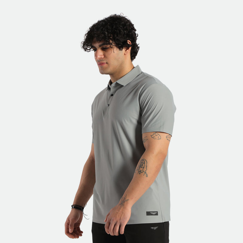 MEN-GO BEYOND-POLO-T-SHIRT (QUARRY-GREY)