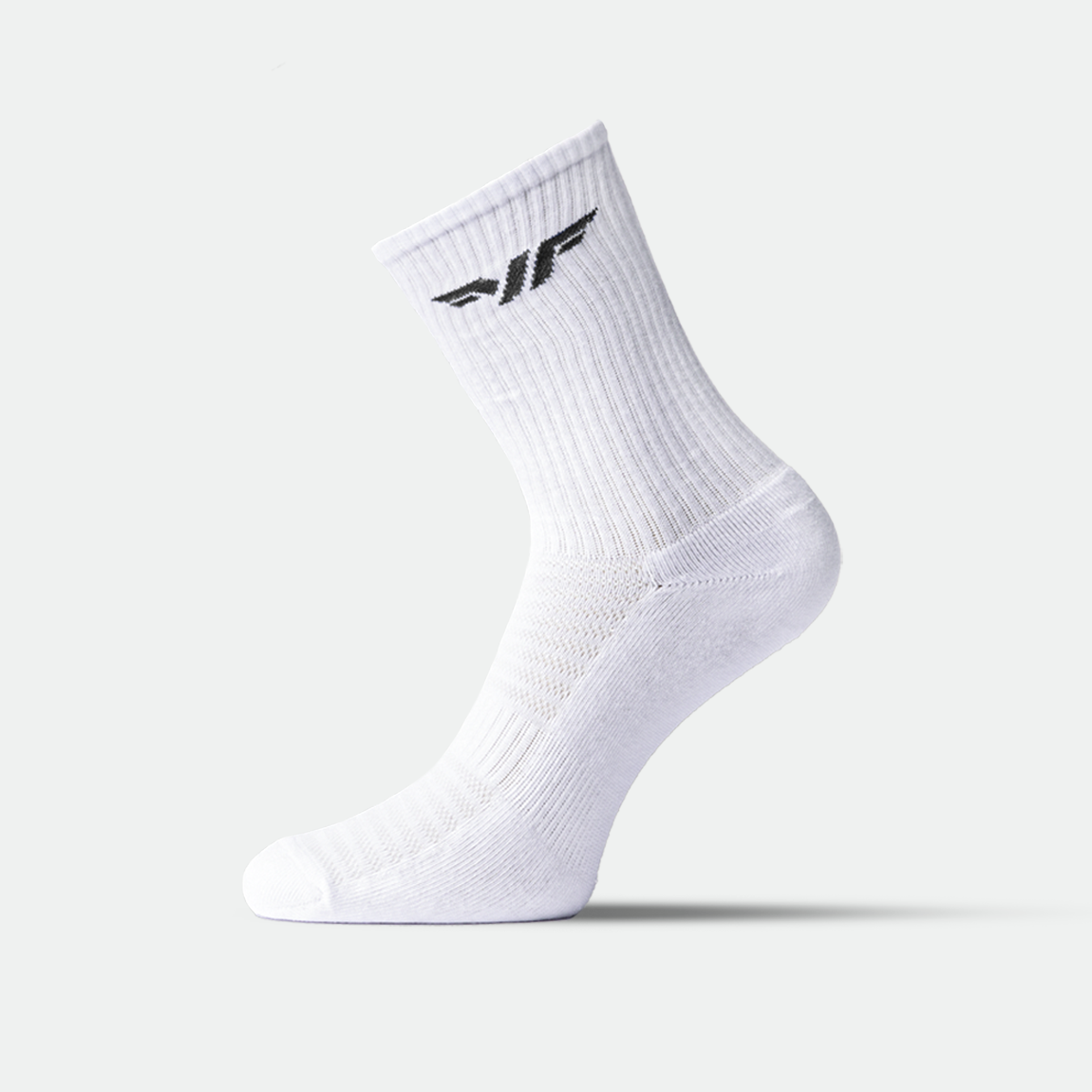 WOMEN-ESSENTIAL-CREW HALF  CUSHIONED SOCKS (WHITE)