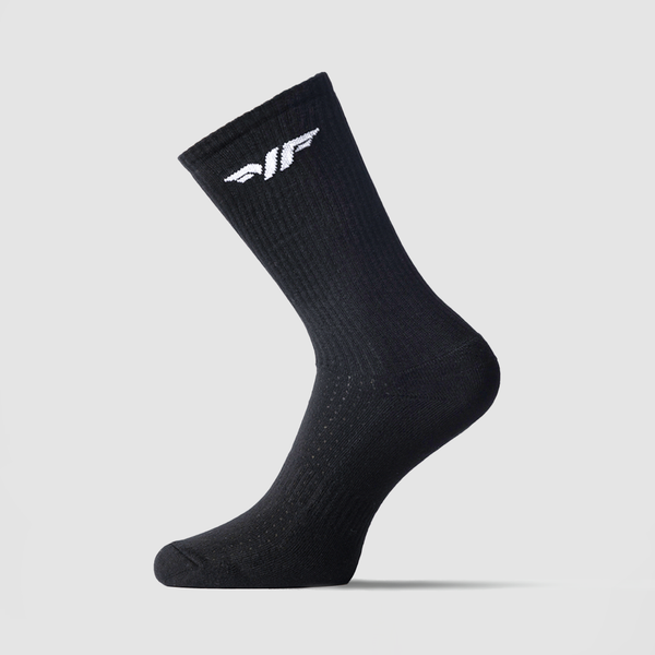 one socks long black with logo white  