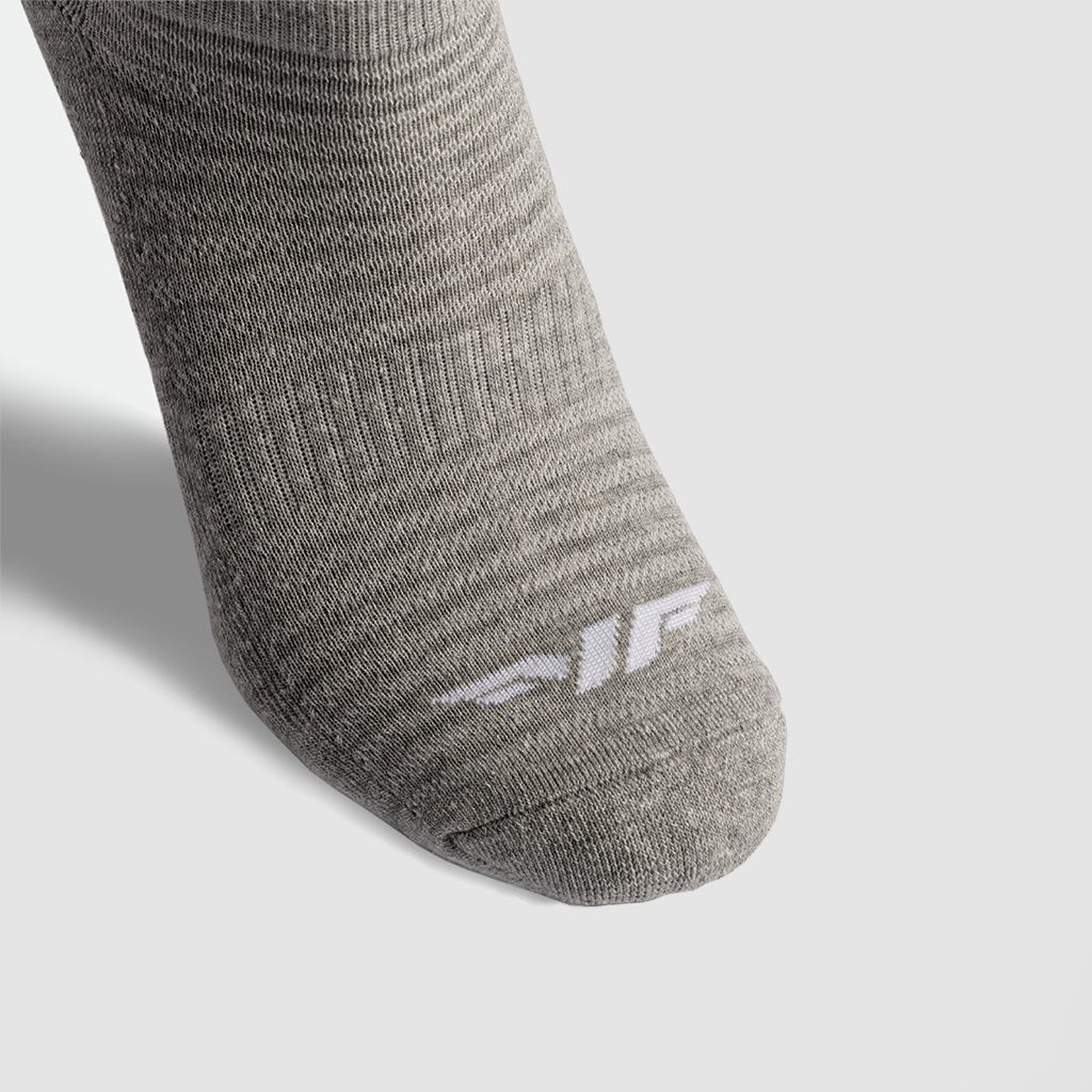 close up view for socks grey with logo white 