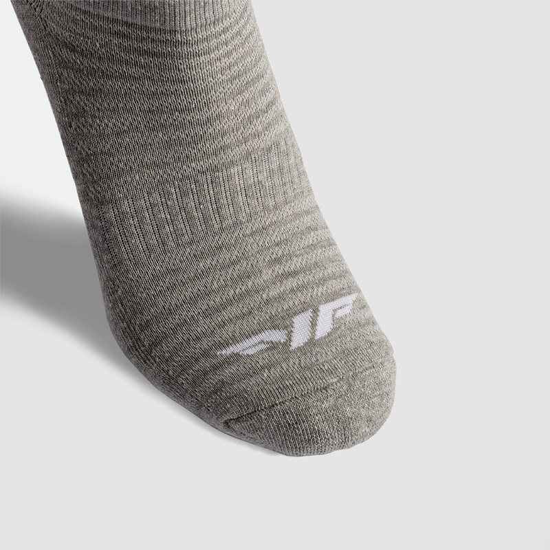 close up view for socks grey with logo white 