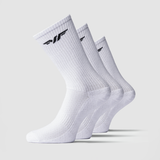 Pack of 3 pairs white long with logo  black 