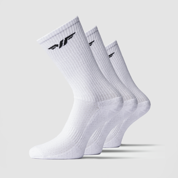 Pack of 3 pairs white long with logo  black 