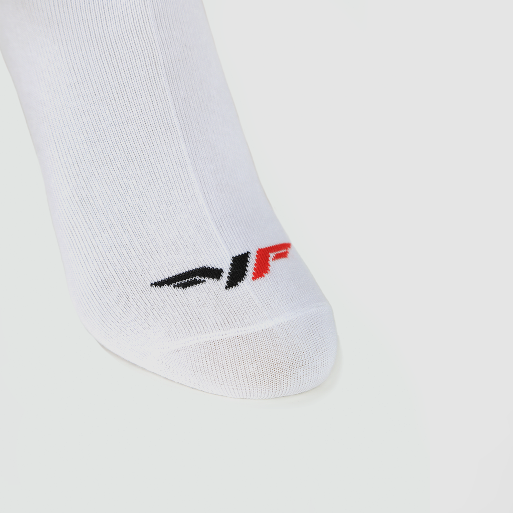 close up view for socks white with logo 