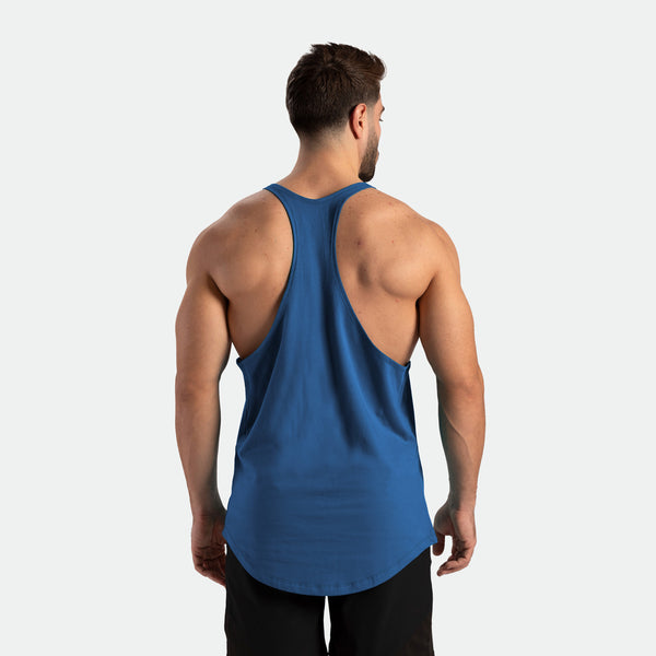 a back view for fit man wearing tank blue 96122-157-L