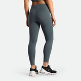 a back view for fit woman wearing legging stormy grey with shoes black 