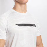 close up view for t-shirt white with logo black 