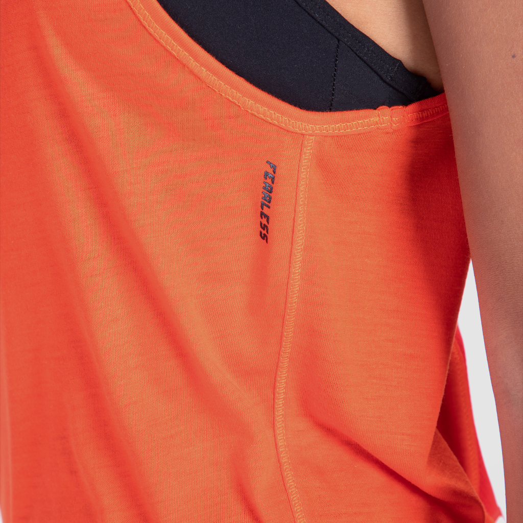 close up view for tank orange with logo 