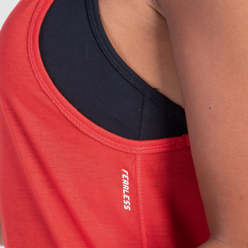 close up view for tank red have logo white