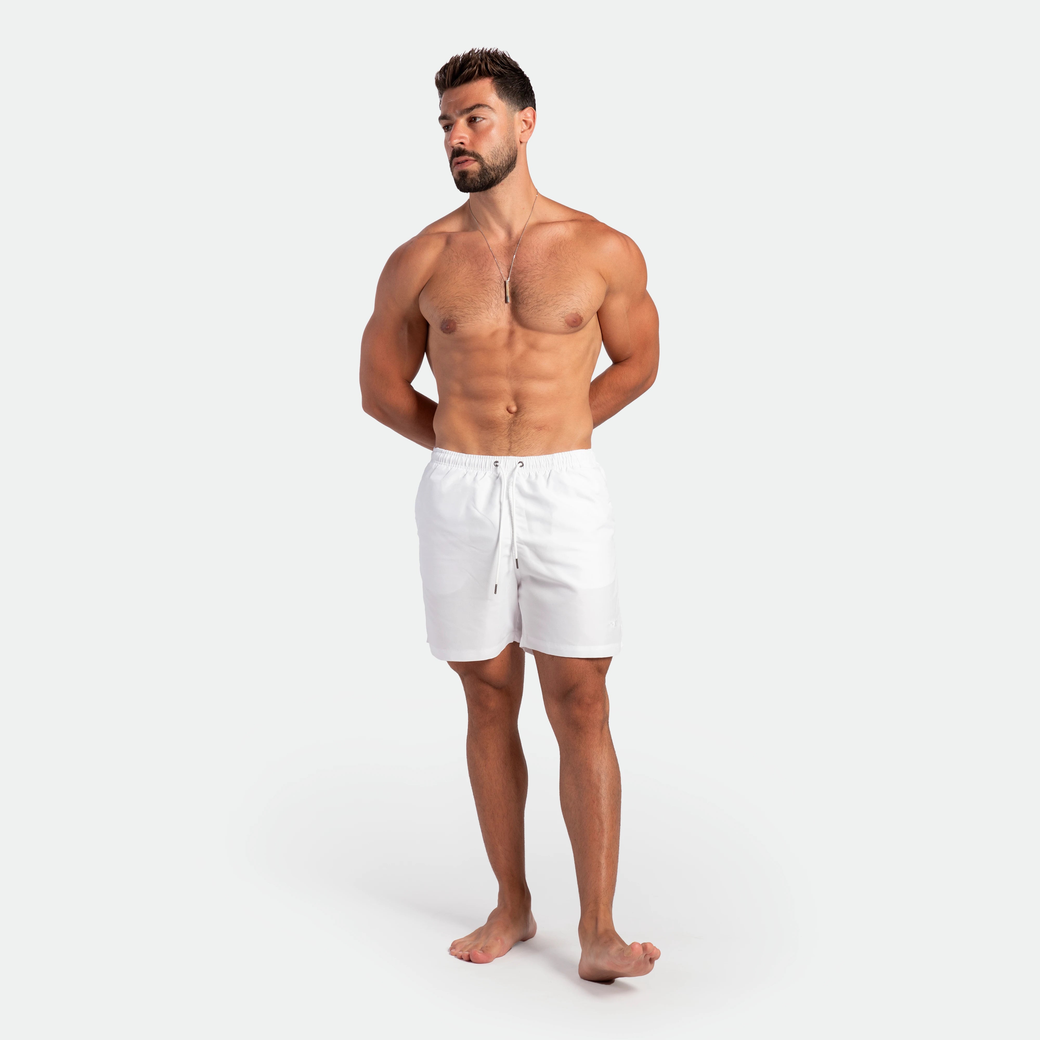 Man wearing white shorts 