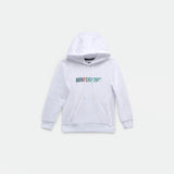 a hoodie white with logo colorful with pocket ,plus lace