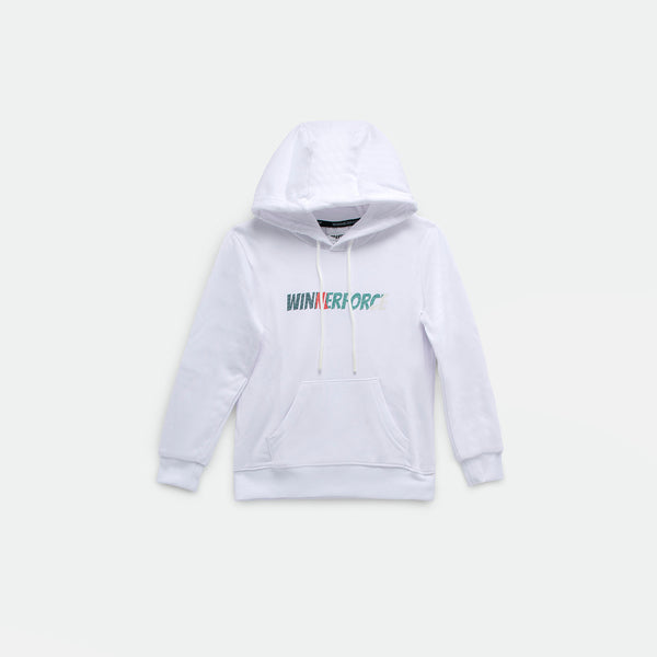 a hoodie white with logo colorful with pocket ,plus lace