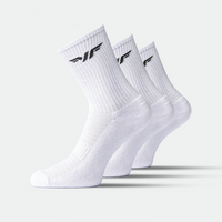 WOMEN-ESSENTIAL-CREW HALF CUSHIONED SOCKS (WHITE)