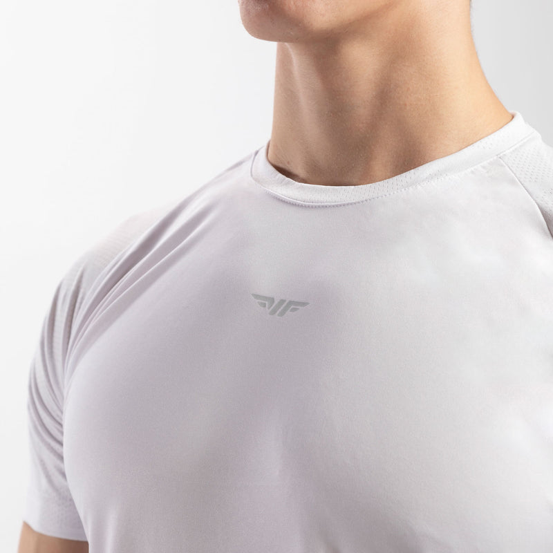 close up view for t-shirt white with logo 