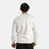 a back view for fit man wearing sweatshirt white and pants black 