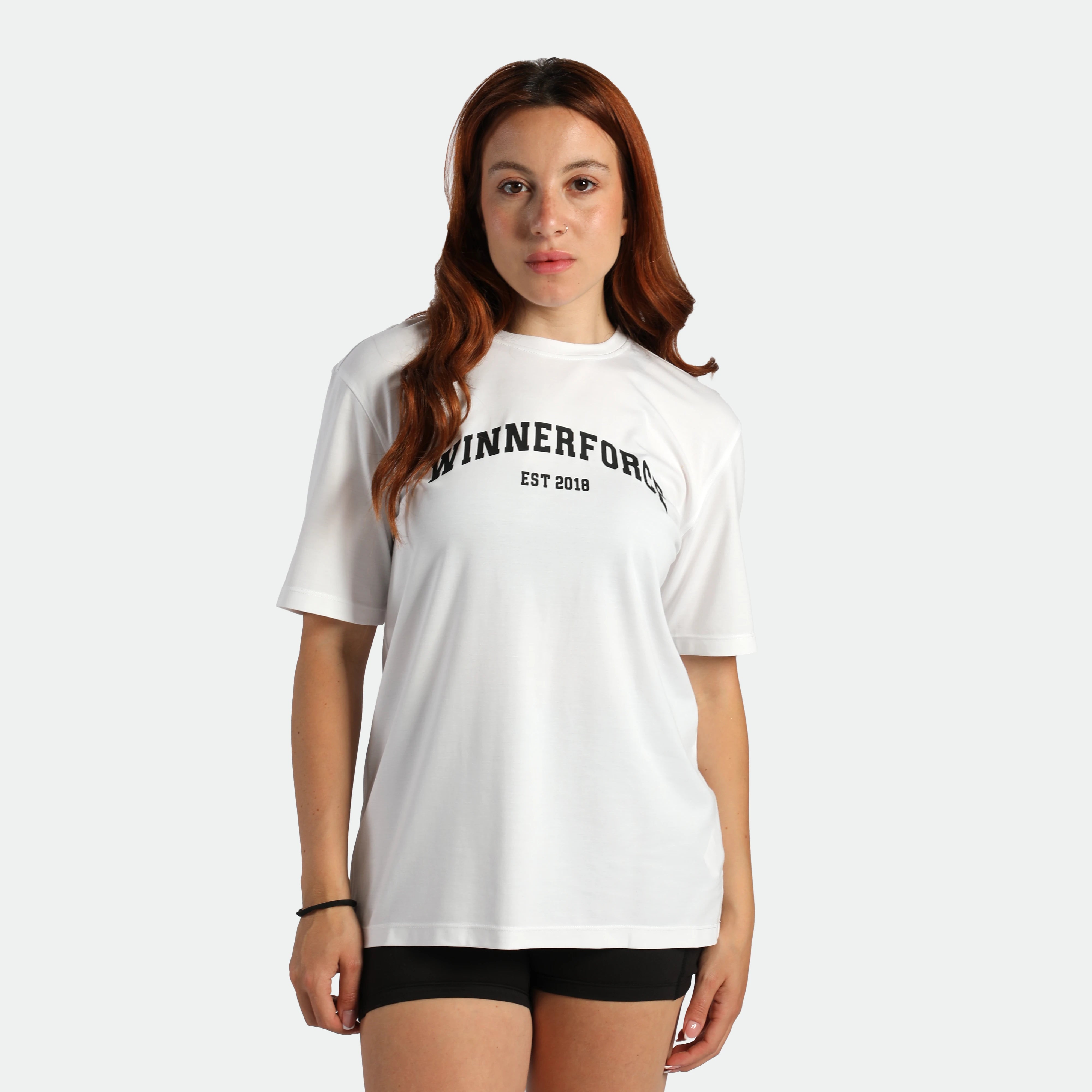a fit woman wearing t-shirt white 