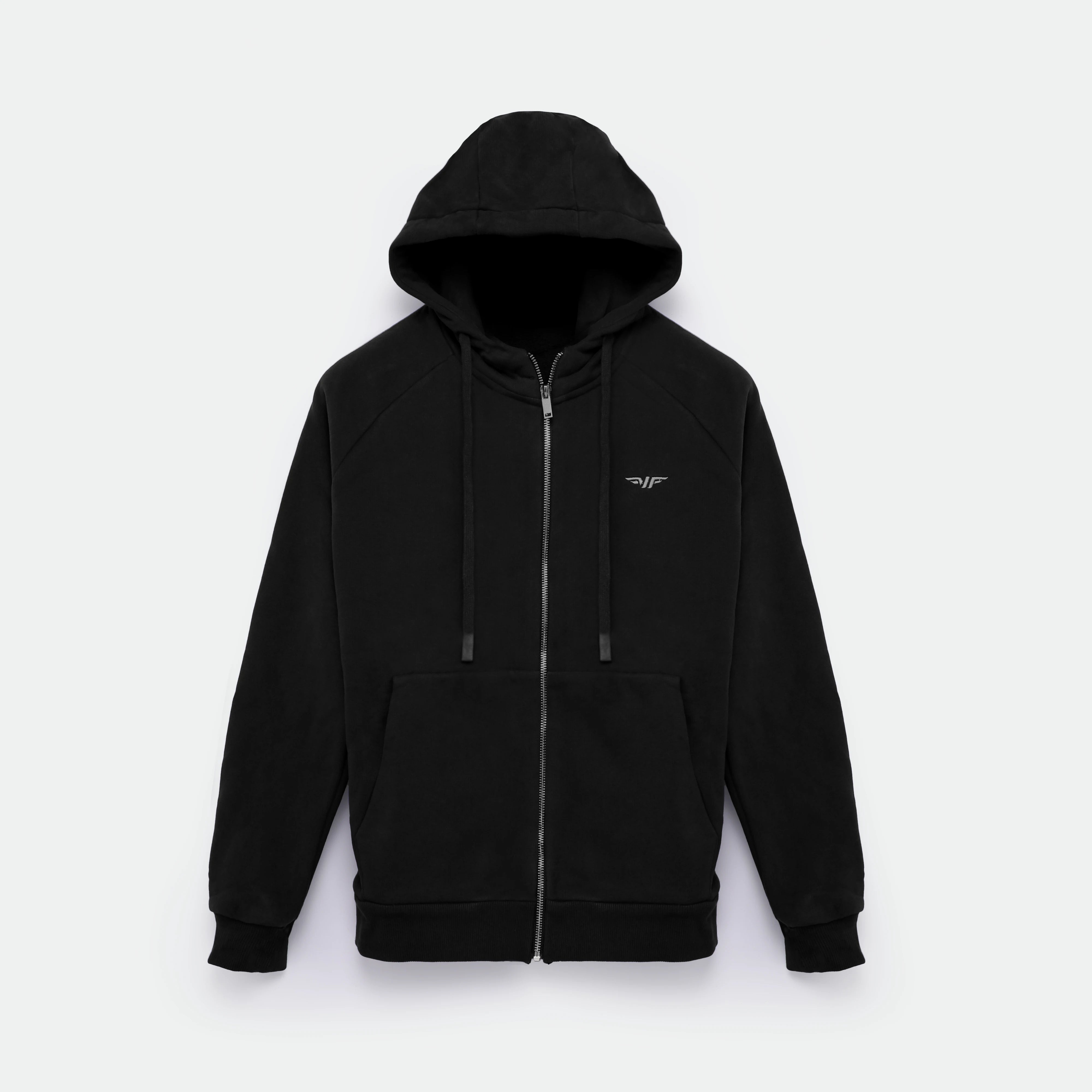 WOMEN-ESSENTIAL-ZIP UP-HOODIE (BLACK)