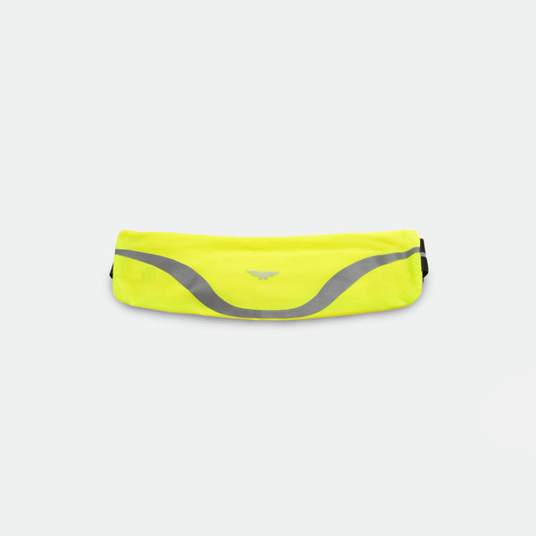Bright yellow bag with a grey curved stripe and a subtle logo in the center. The design is sleek and modern, evoking a sporty, high-visibility style.