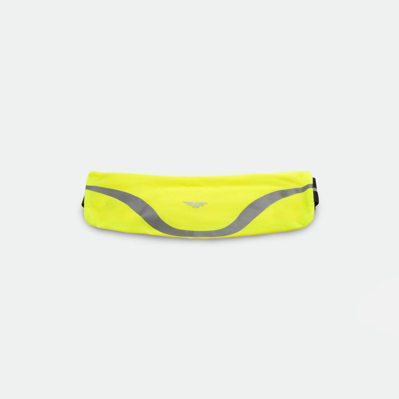 Bright yellow bag with a grey curved stripe and a subtle logo in the center. The design is sleek and modern, evoking a sporty, high-visibility style.